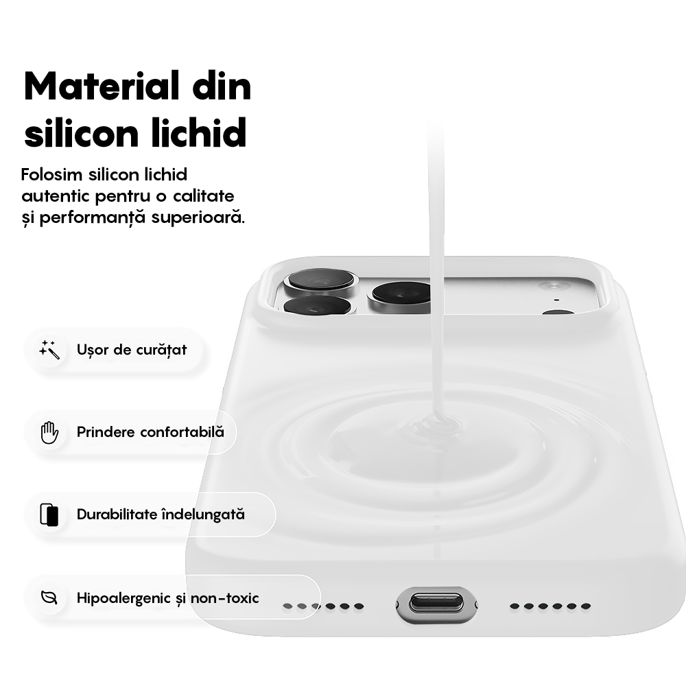 Husa Soft Silicone - iPhone 17 Pro - Alb