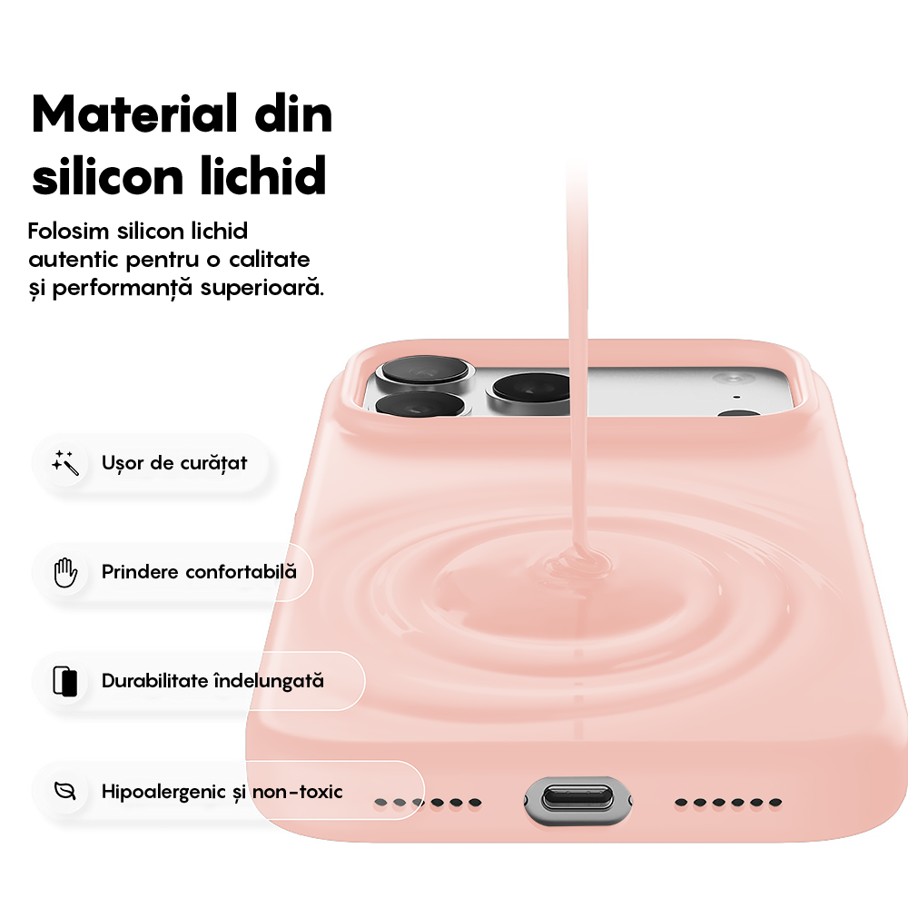 Husa Soft Silicone - iPhone 17 Pro - Pink Sand