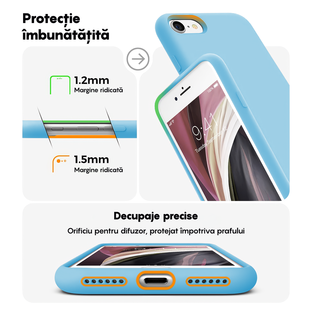 Husa Soft Silicone - iPhone 7/8/SE2 - Cadet Blue