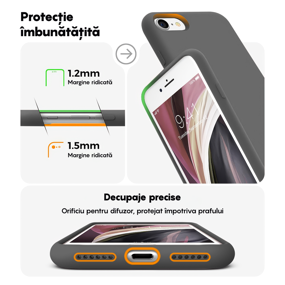 Husa Soft Silicone - iPhone 7/8/SE2 - Dark Gray
