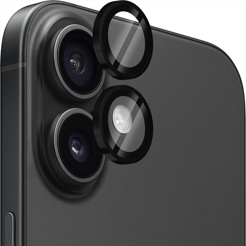 Folie Sticla Lentile Camera MaxDefense+ - iPhone 16/16 Plus - Negru