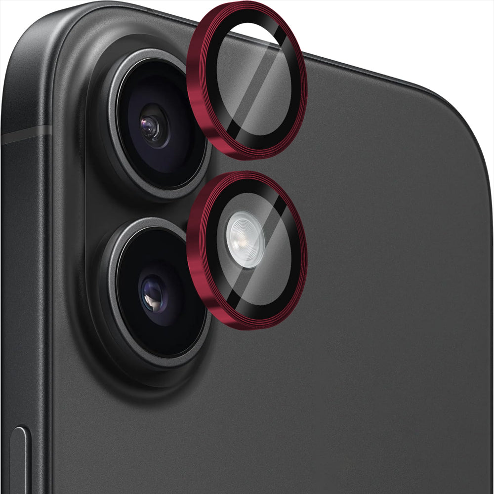 Folie Sticla Lentile Camera MaxDefense+ - iPhone 16/16 Plus - Rosu