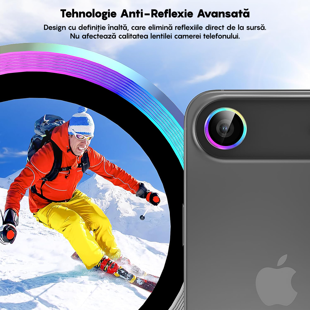 Folie Sticla Lentile Camera MaxDefense+ - iPhone 17 Air - Rainbow