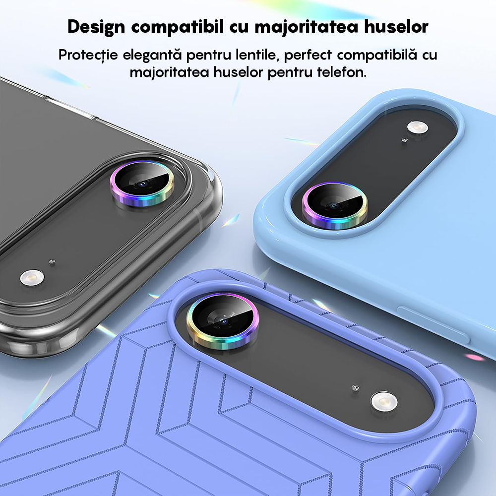 Folie Sticla Lentile Camera MaxDefense+ - iPhone 17 Air - Rainbow