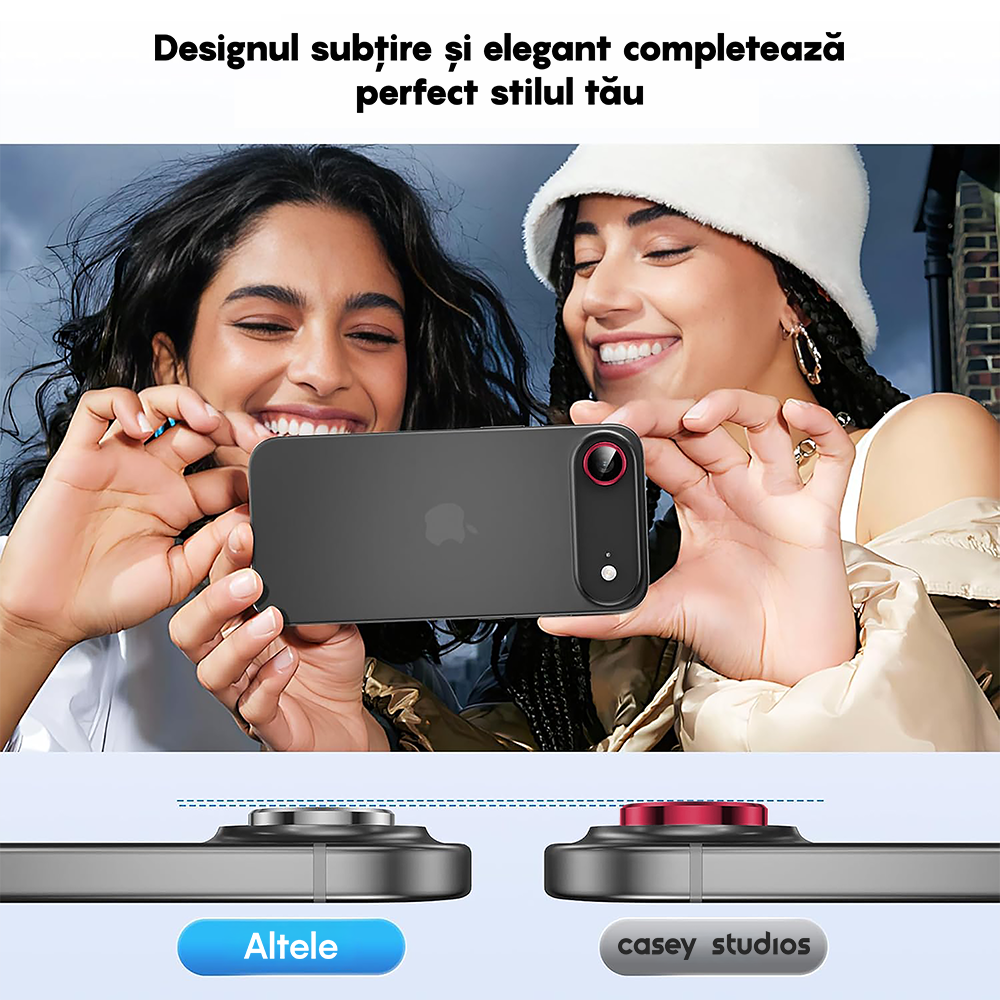 Folie Sticla Lentile Camera MaxDefense+ - iPhone 17 Air - Rosu