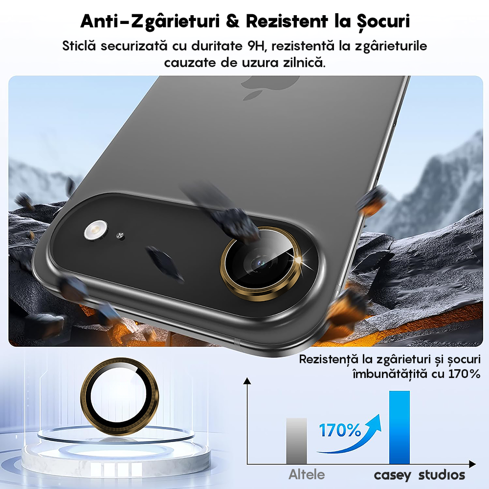 Folie Sticla Lentile Camera MaxDefense+ - iPhone 17 Air - Auriu