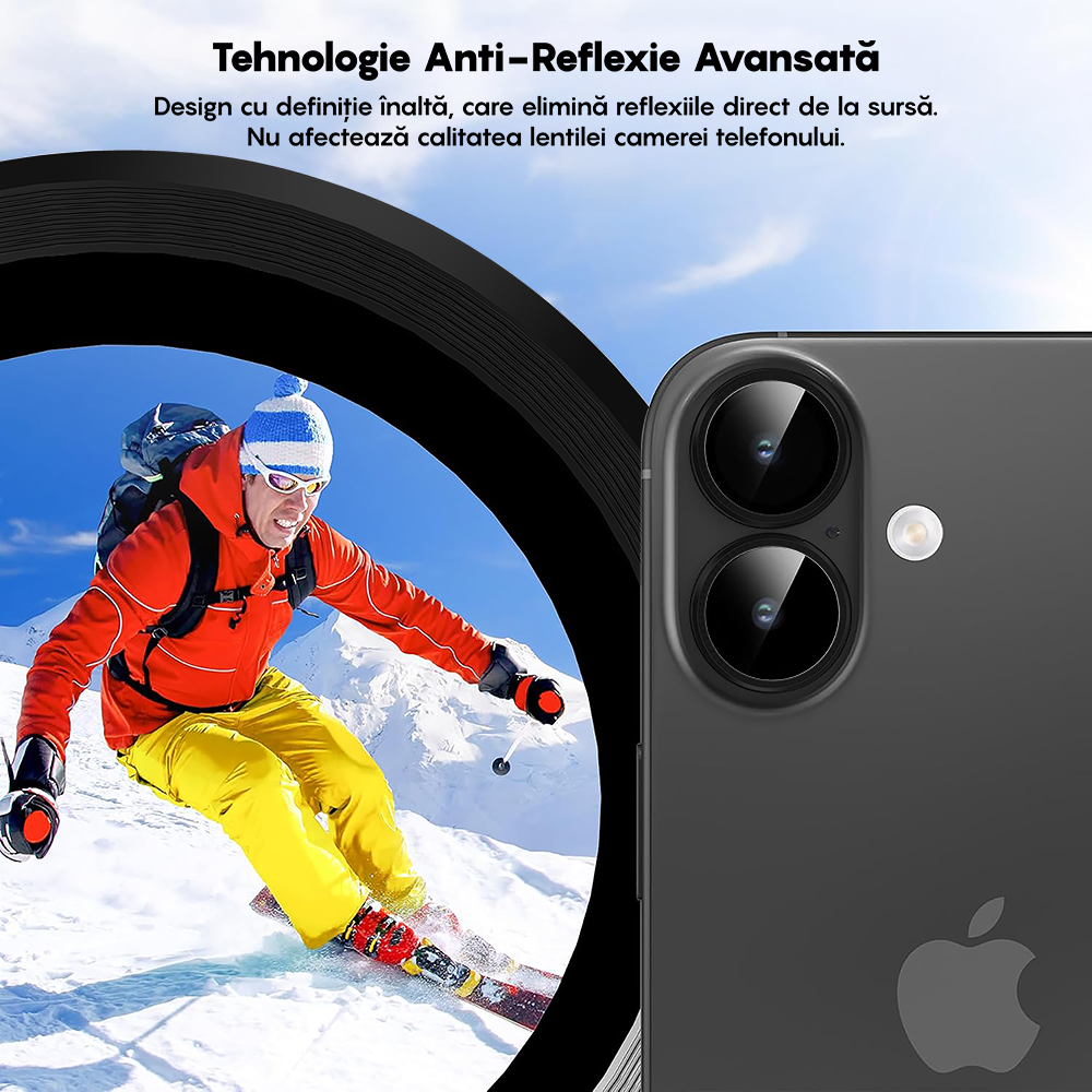 Folie Sticla Lentile Camera MaxDefense+ - iPhone 17 - Negru
