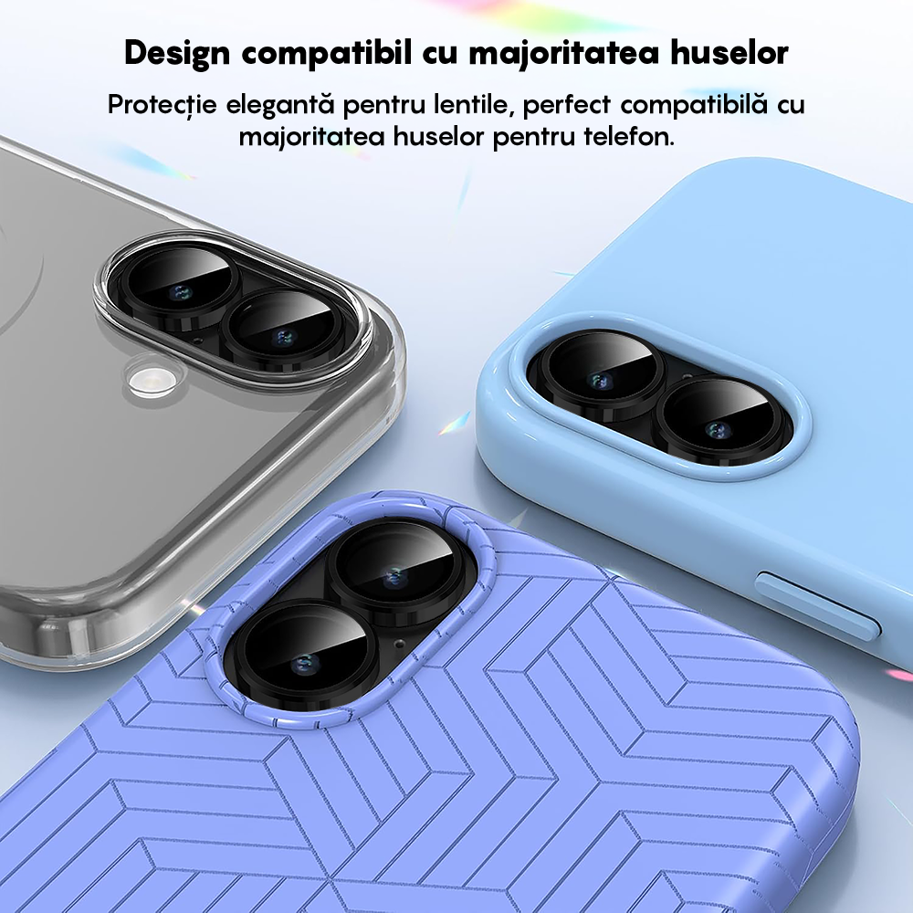 Folie Sticla Lentile Camera MaxDefense+ - iPhone 17 - Negru