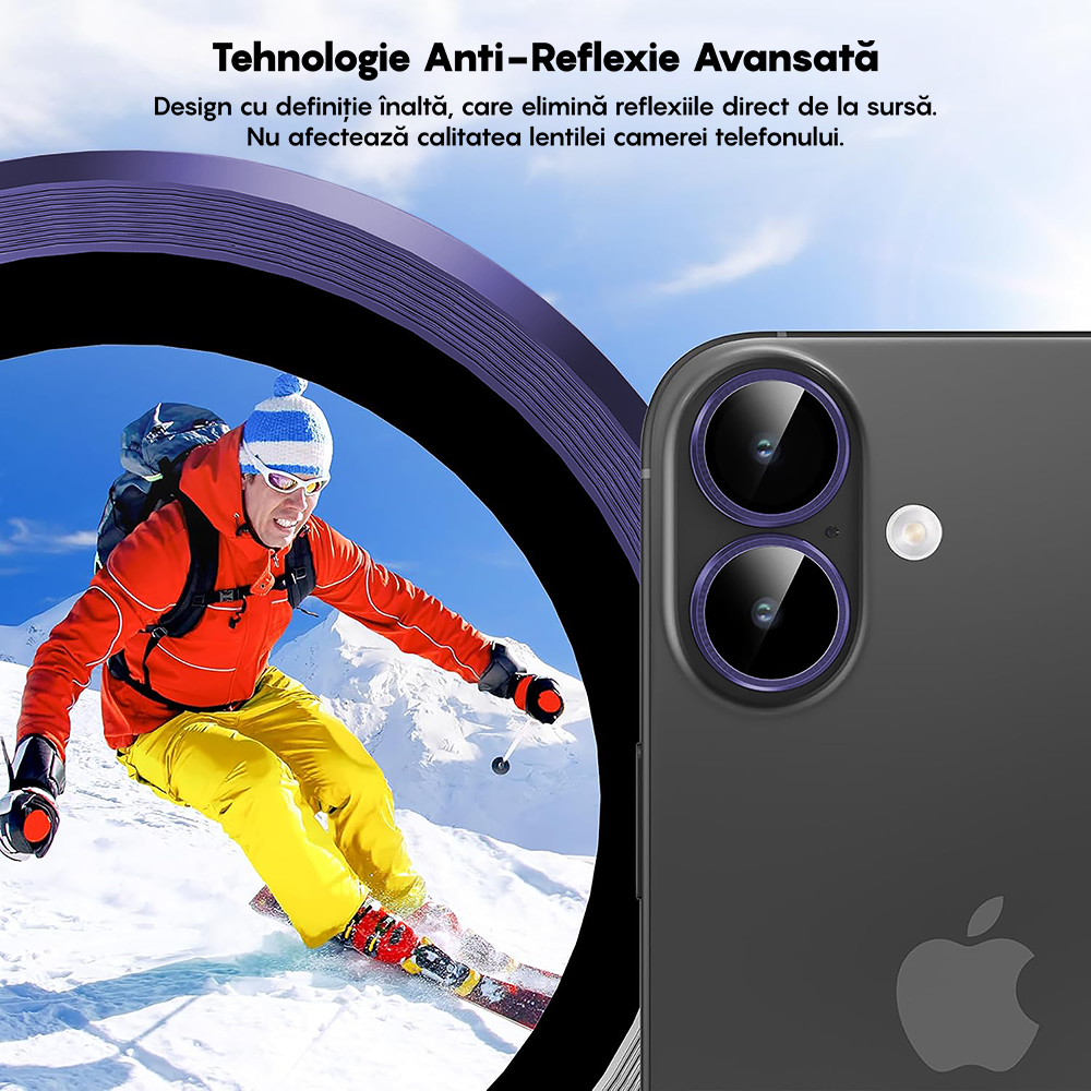 Folie Sticla Lentile Camera MaxDefense+ - iPhone 17 - Mov Inchis