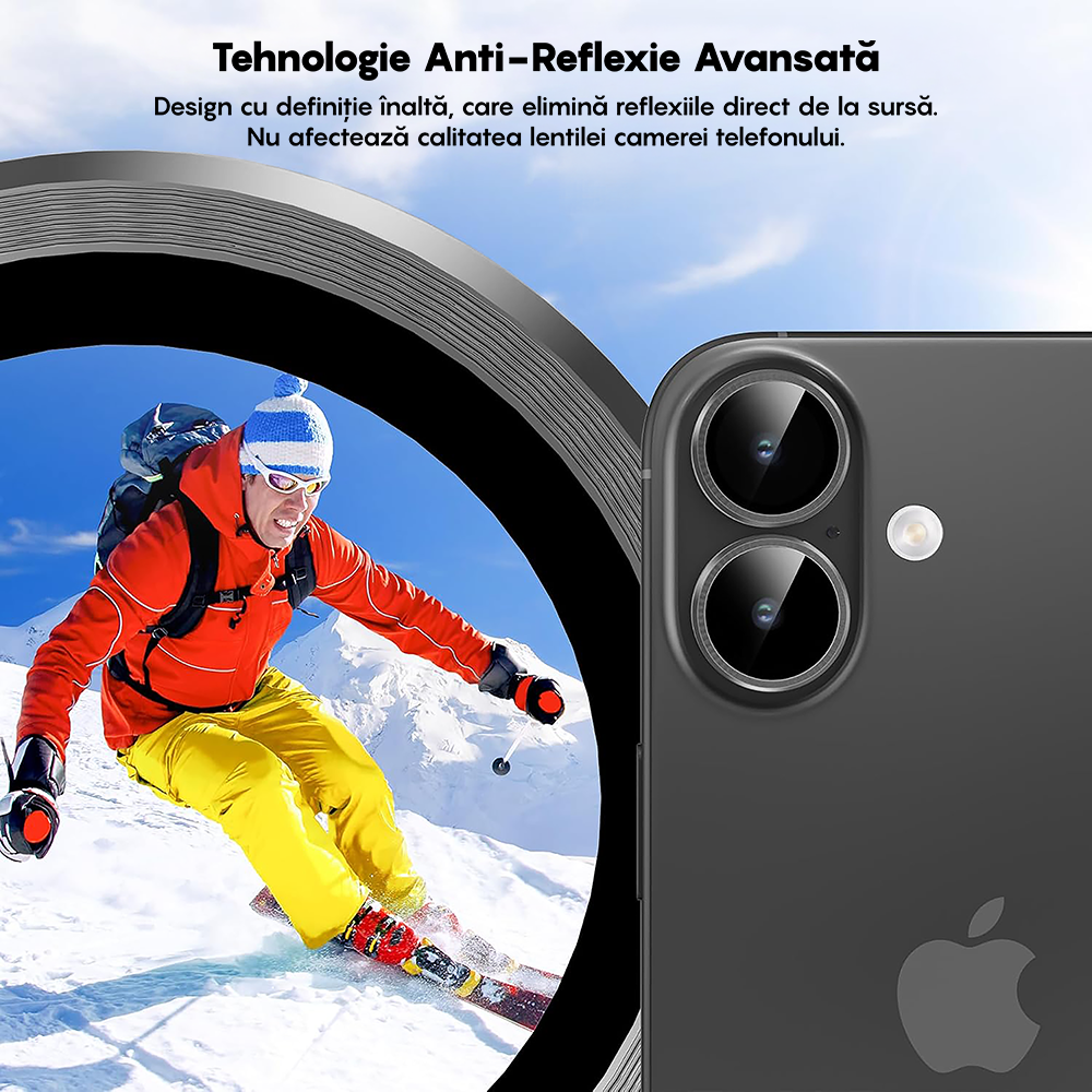 Folie Sticla Lentile Camera MaxDefense+ - iPhone 17 - Argintiu