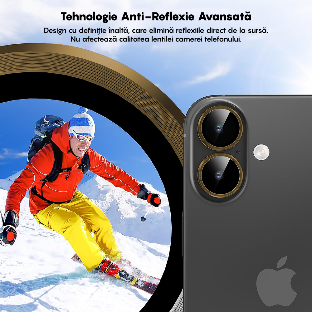 Folie Sticla Lentile Camera MaxDefense+ - iPhone 17 - Auriu