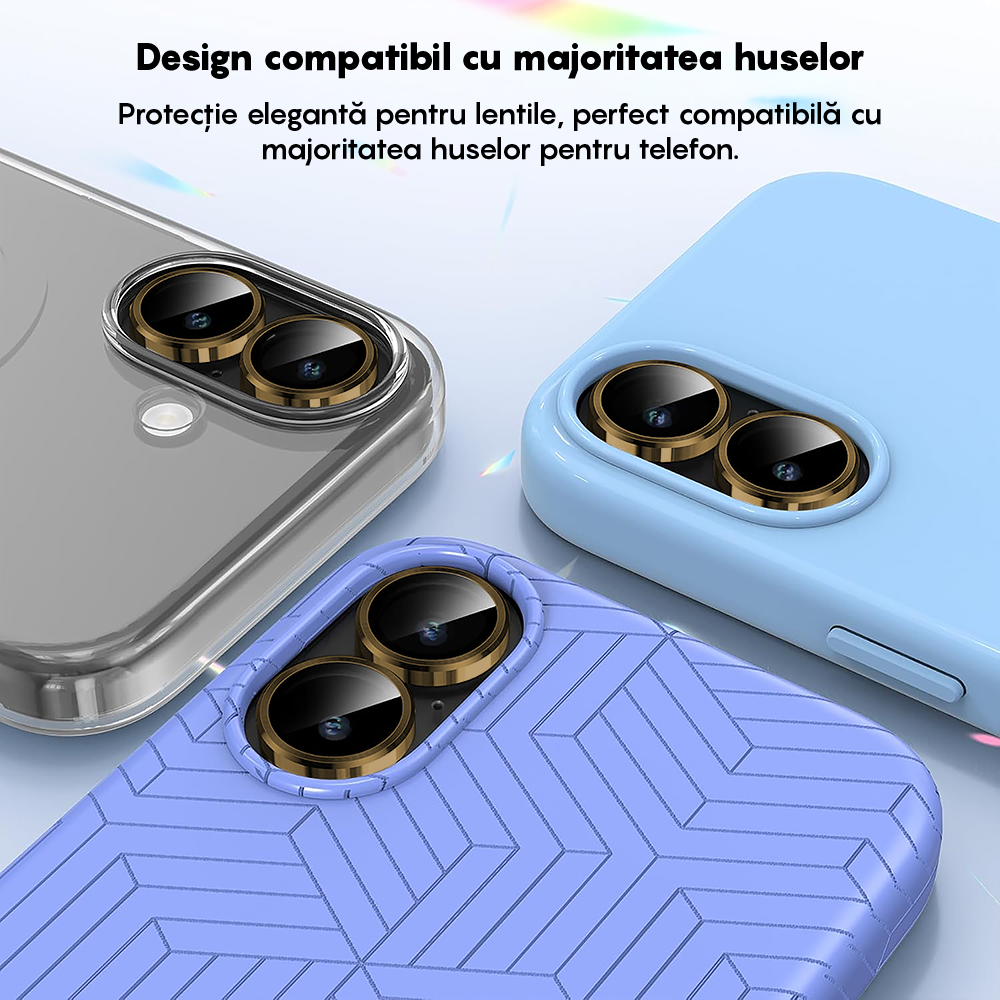 Folie Sticla Lentile Camera MaxDefense+ - iPhone 17 - Auriu