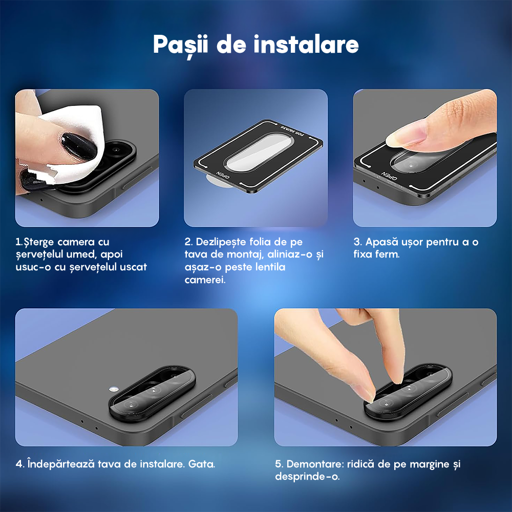 Folie Sticla Lentile Camera MaxDefense+ - Samsung Galaxy A56 / A36 - Negru