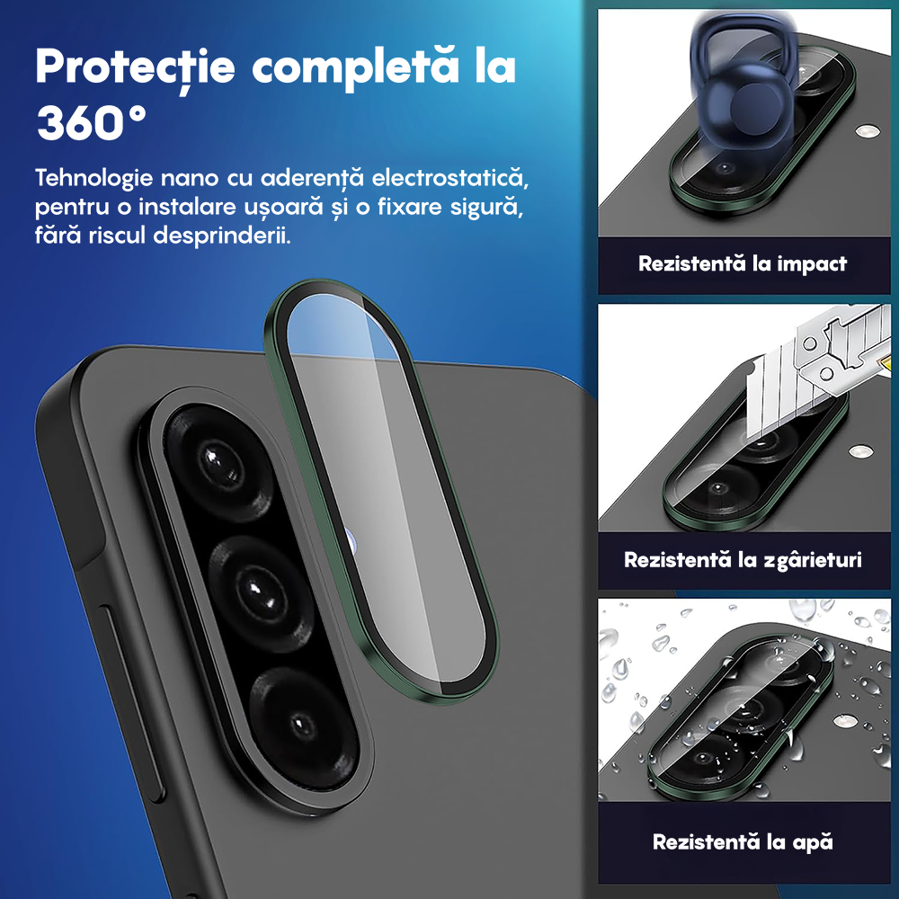 Folie Sticla Lentile Camera MaxDefense+ - Samsung Galaxy A56 / A36 - Verde