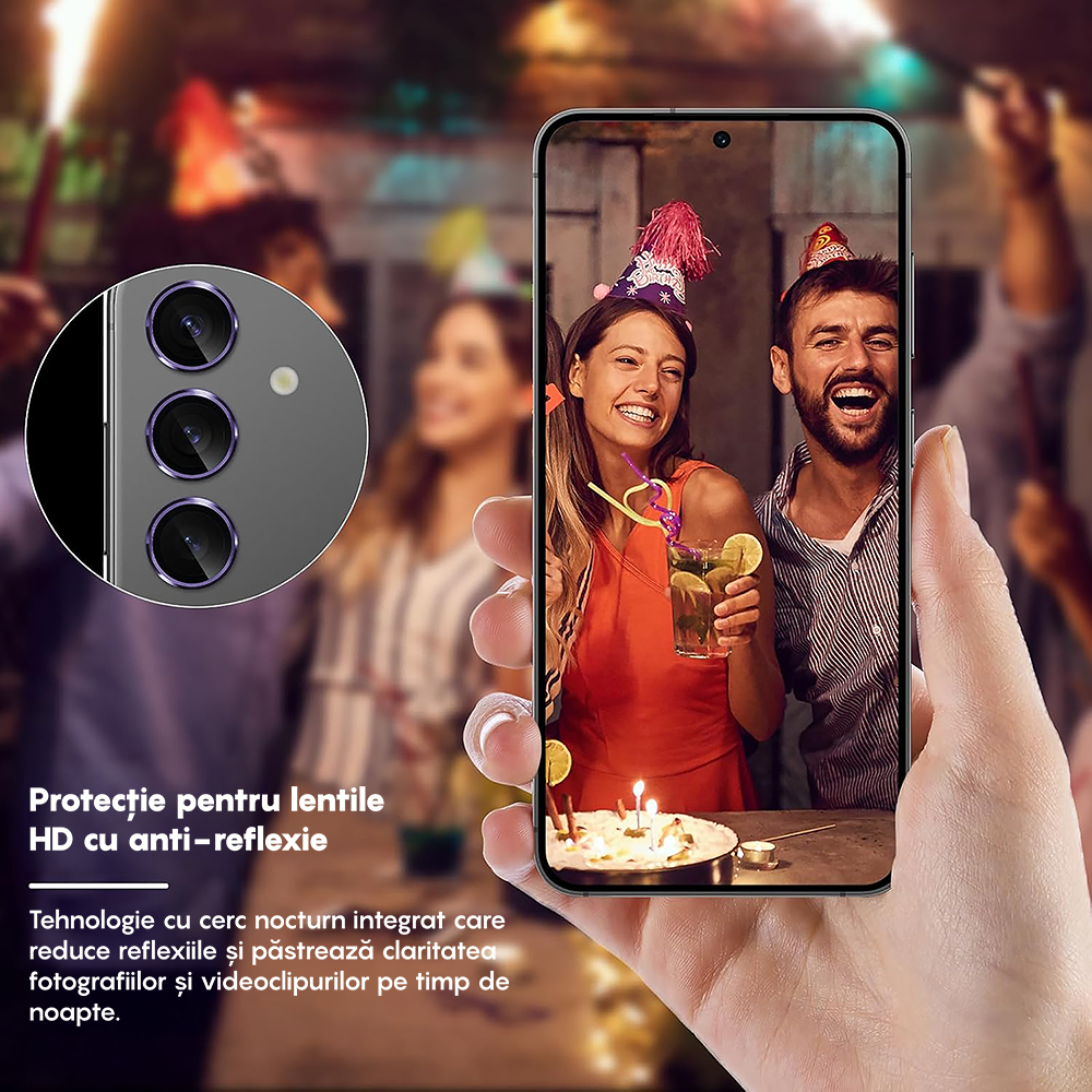 Folie Sticla Lentile Camera MaxDefense+ - Samsung Galaxy S23 / S23 Plus - Mov Inchis
