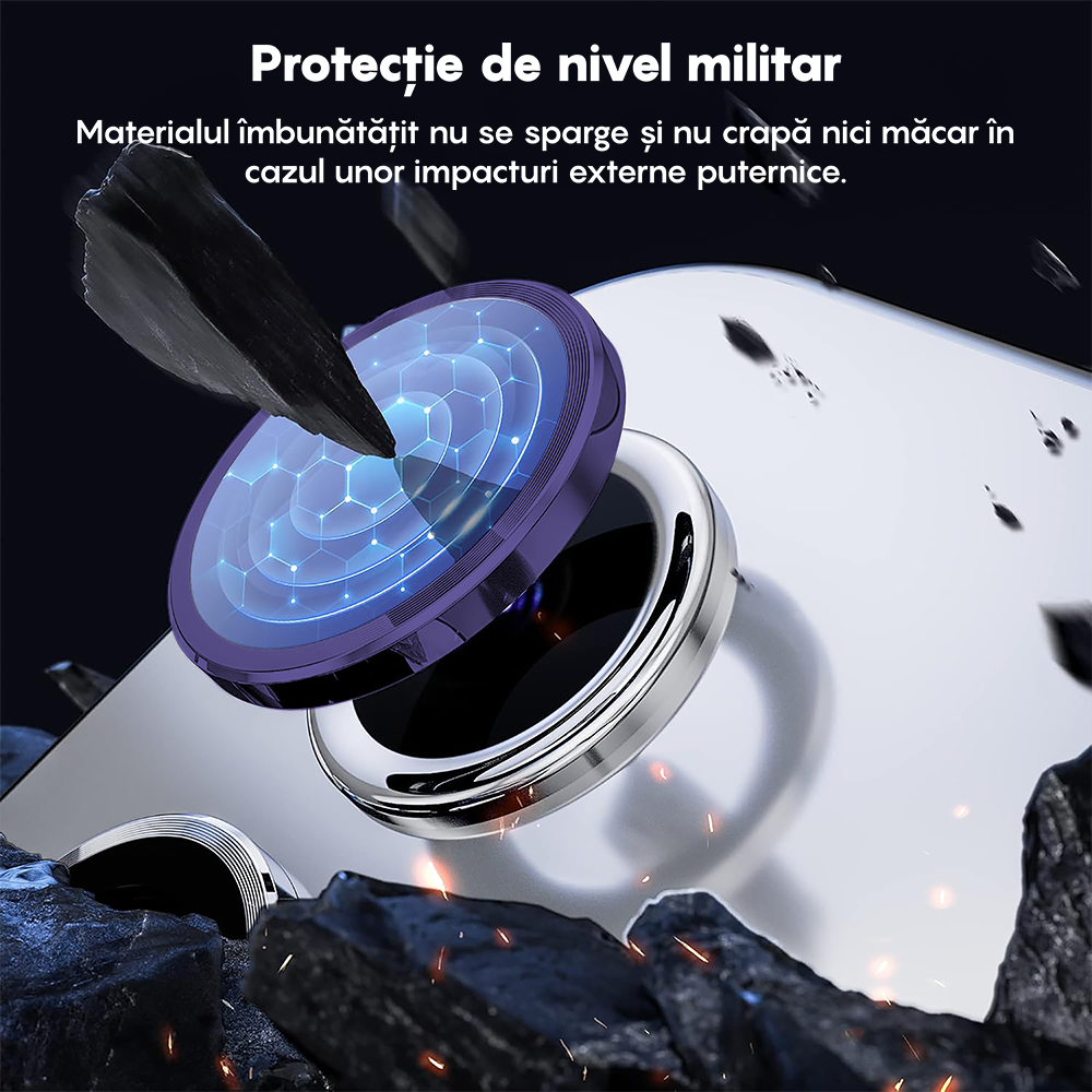 Folie Sticla Lentile Camera MaxDefense+ - Samsung Galaxy S24 FE - Mov Inchis