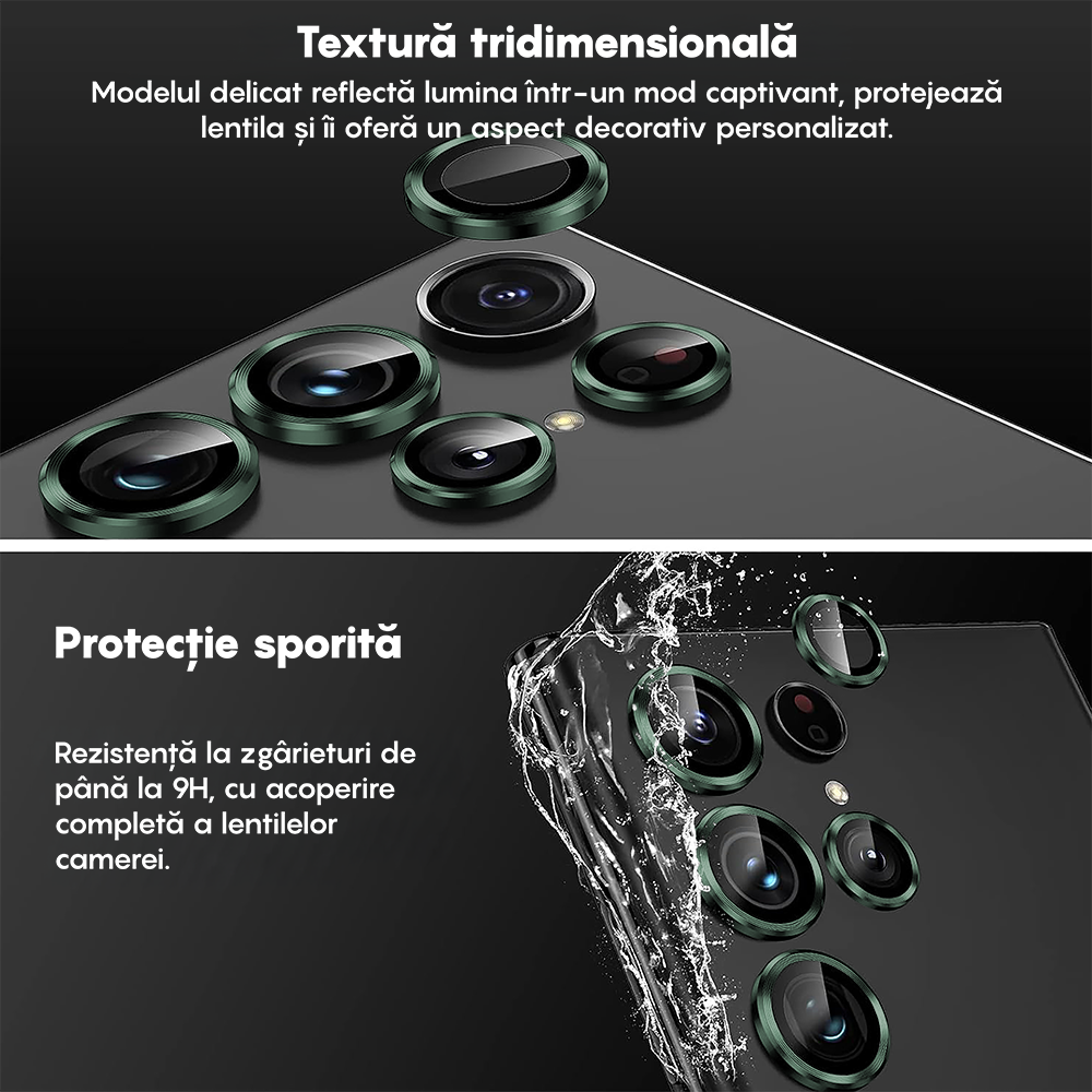 Folie Sticla Lentile Camera MaxDefense+ - Samsung Galaxy S25 Ultra - Verde