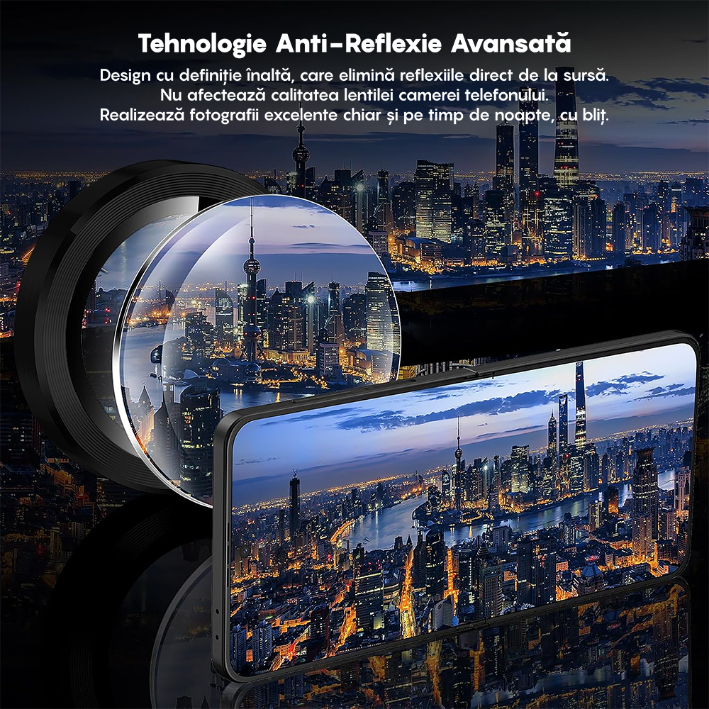 Folie Sticla Lentile Camera MaxDefense+ - Samsung Galaxy Z Flip5 - Negru