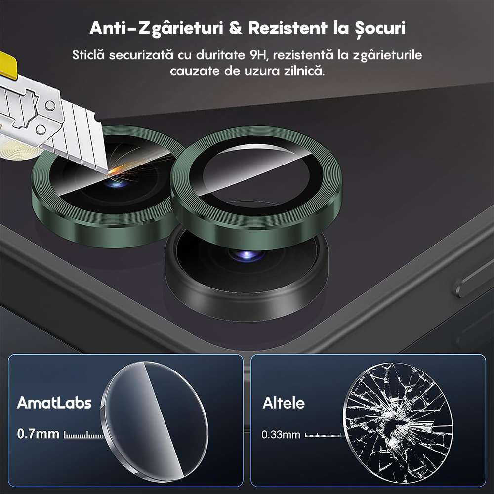 Folie Sticla Lentile Camera MaxDefense+ - Samsung Galaxy Z Flip5 - Verde