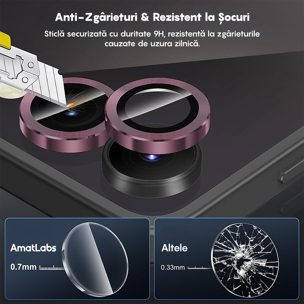Folie Sticla Lentile Camera MaxDefense+ - Samsung Galaxy Z Flip5 - Roz