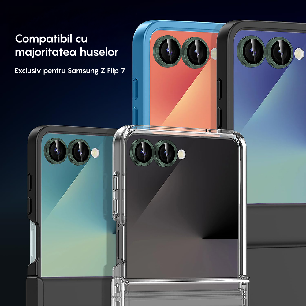 Folie Sticla Lentile Camera MaxDefense+ - Samsung Galaxy Z Flip7 - Verde