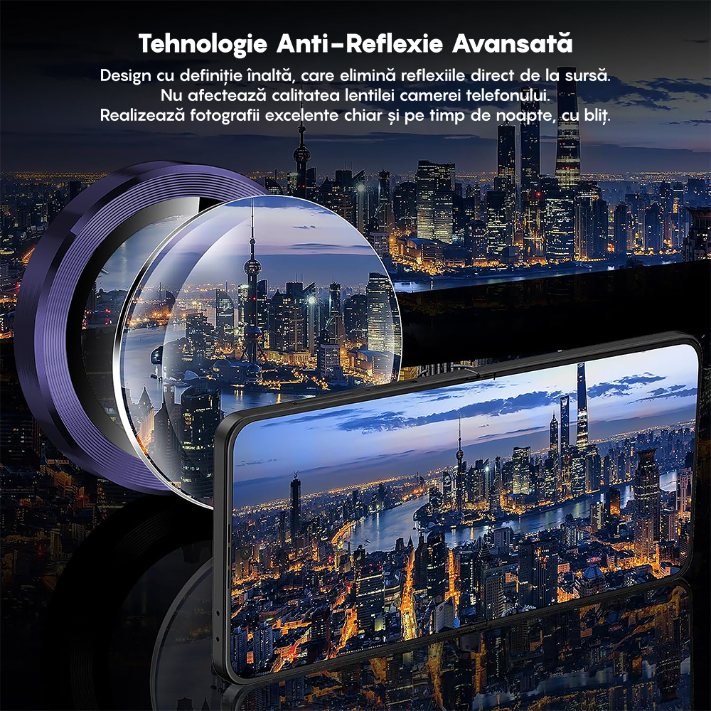 Folie Sticla Lentile Camera MaxDefense+ - Samsung Galaxy Z Fold7 - Mov Inchis