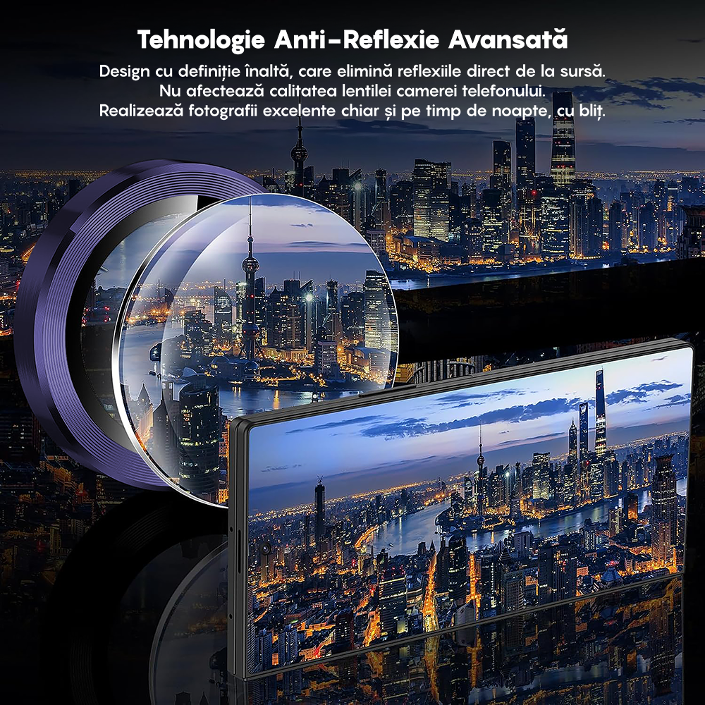 Folie Sticla Lentile Camera MaxDefense+ - Samsung Galaxy Z Fold6 - Mov Inchis