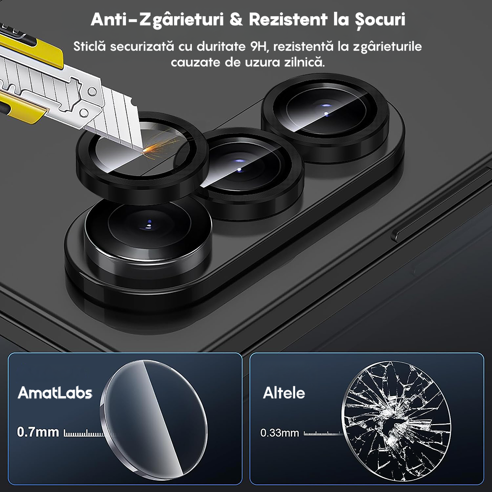 Folie Sticla Lentile Camera MaxDefense+ - Samsung Galaxy Z Fold7 - Negru