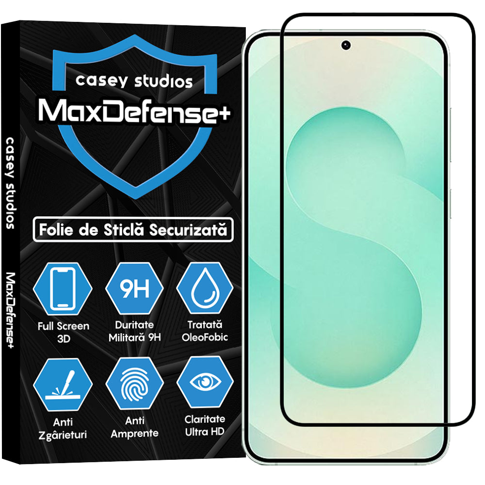 Folie Sticla MaxDefense+ - Samsung Galaxy S25 Plus - Negru