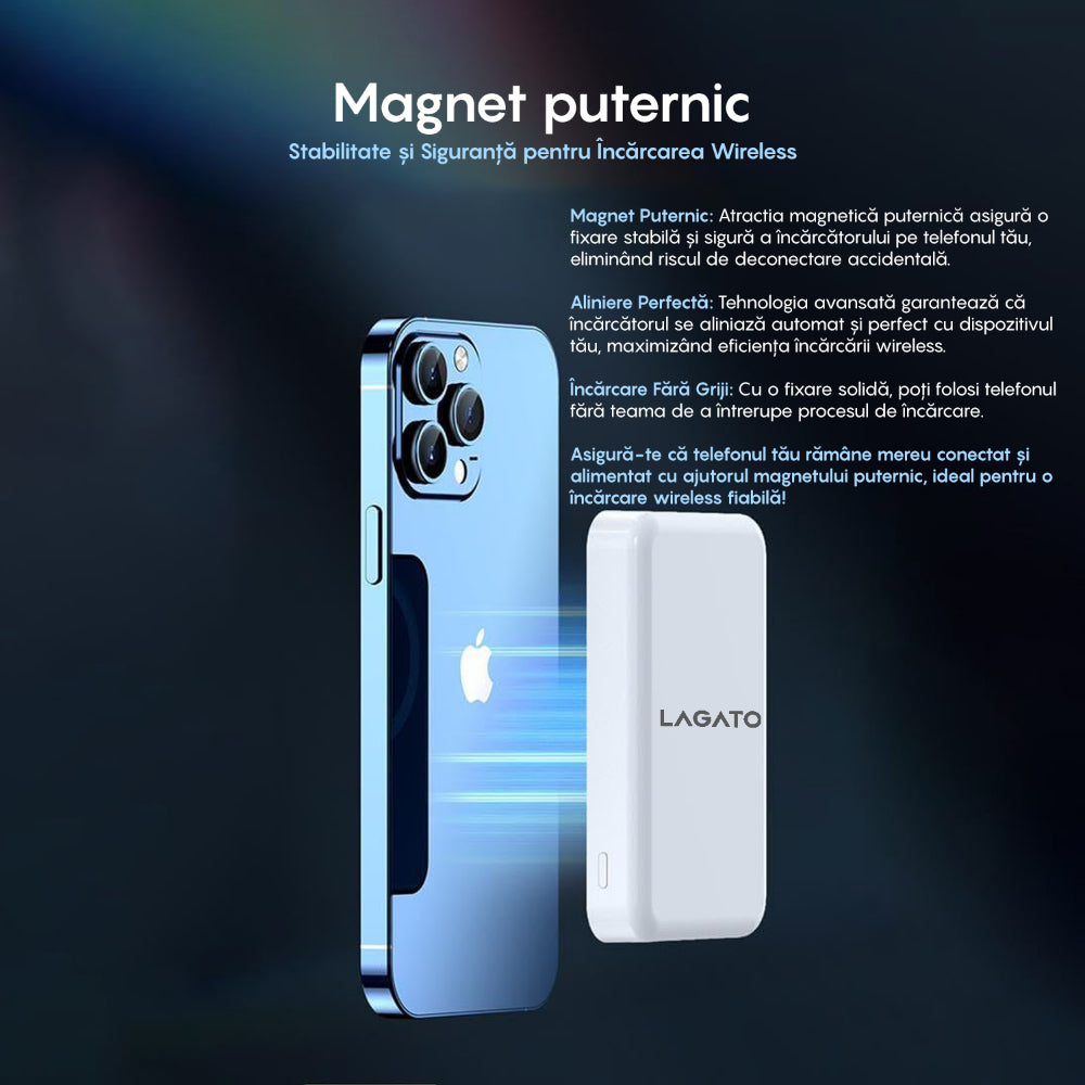 Baterie Externa MagSafe Lagato MS1 Pro 5000 mAh - Alb