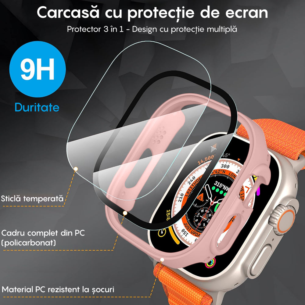 Carcasa 360° (Husa + Folie) - Apple Watch Ultra 1/Ultra 2 - 49MM - Pink