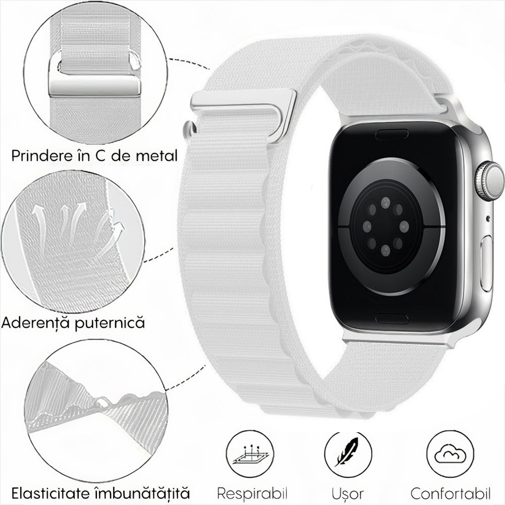Curea Alpine Summit - Apple Watch 1/2/3/4/5/6/7/8/9/SE - 38/40/41 MM - Alb
