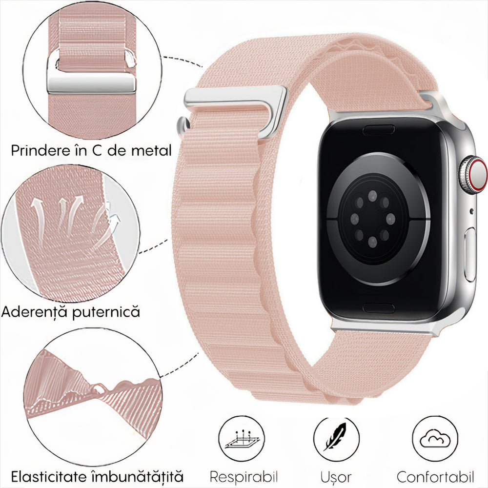 Curea Alpine Summit - Apple Watch 1/2/3/4/5/6/7/8/9/10/11/SE/SE2/SE3 - 38/40/41/42 MM - Pink Sand