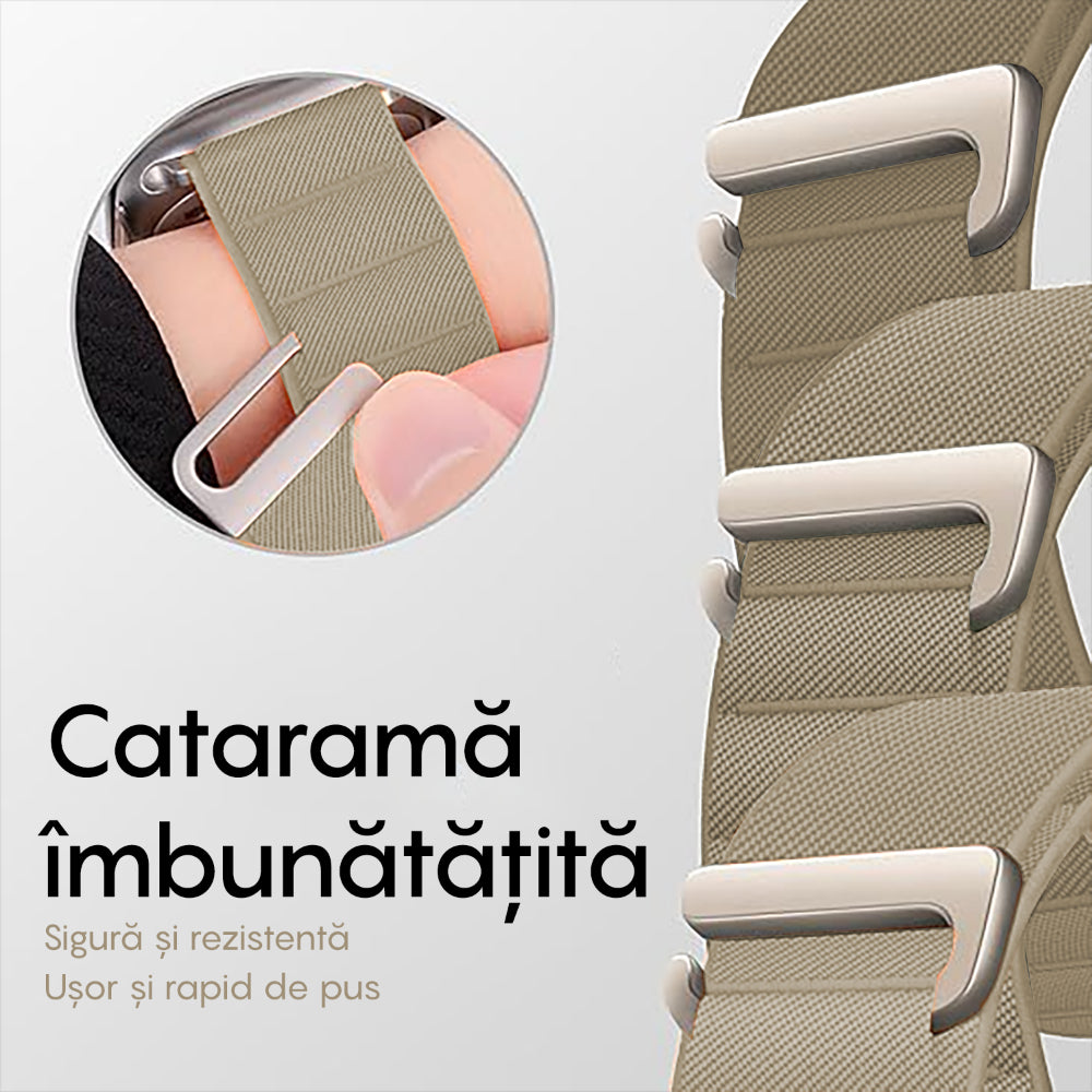 Curea Alpine Summit - Apple Watch 1/2/3/4/5/6/7/8/9/SE/Ultra 1/Ultra 2 - 42/44/45/49 MM - Verde Deschis