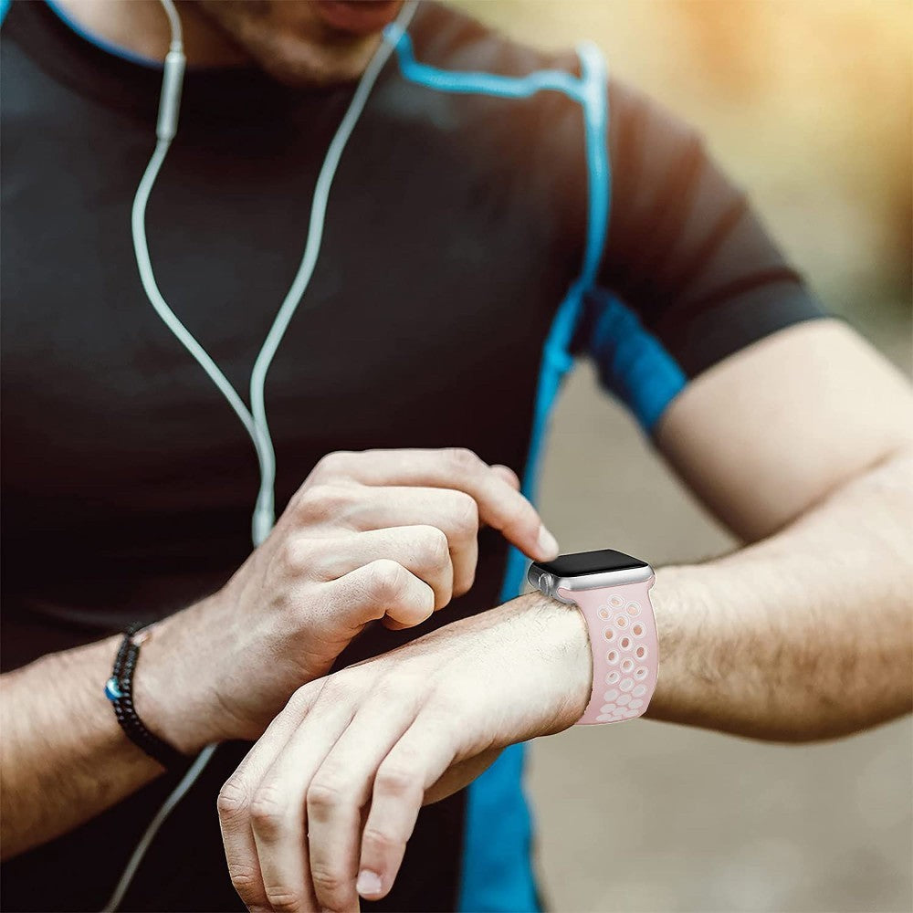 Curea Sport Loop Active - Apple Watch 1/2/3/4/5/6/7/8/9/10/11/SE/SE2/SE3 - 38/40/41/42 MM - M/L - Light Pink/White