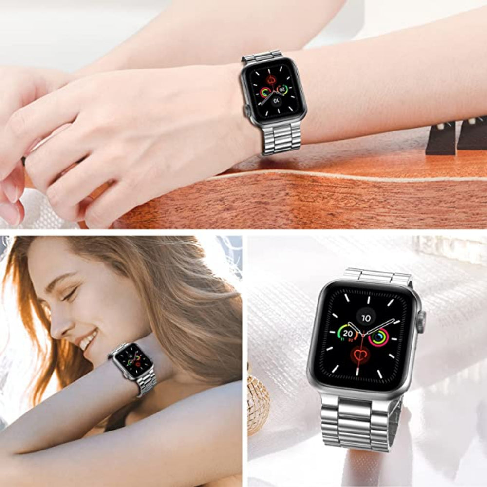 Curea Metallic Link - Apple Watch 1/2/3/4/5/6/7/8/9/SE - 38/40/41 MM - Silver