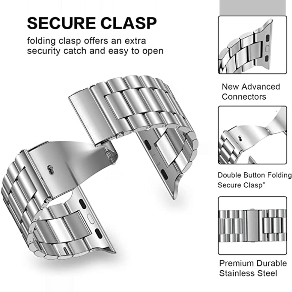 Curea Metallic Link - Apple Watch 1/2/3/4/5/6/7/8/9/SE - 38/40/41 MM - Silver