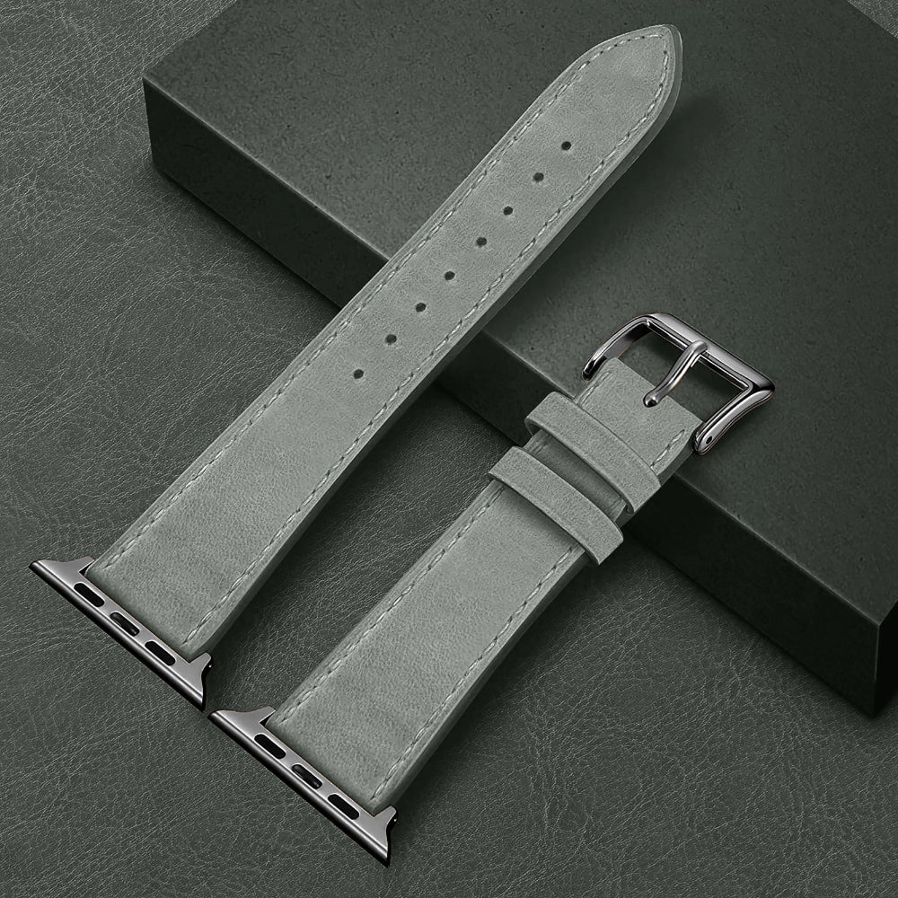 Curea Leather Heritage - Apple Watch 1/2/3/4/5/6/7/8/9/10/11/SE/SE2/SE3/Ultra 1/Ultra 2/Ultra 3 - 42/44/45/46/49 MM - Gri