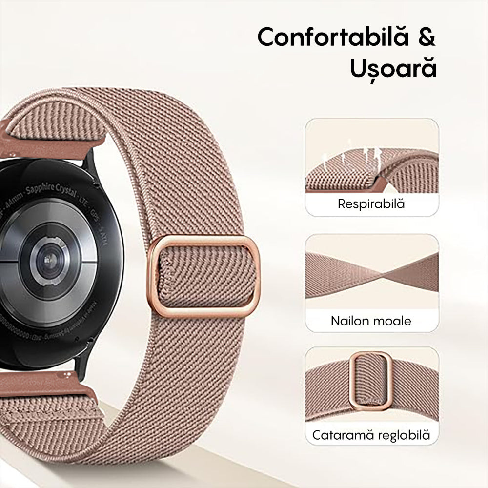 Curea Braided Classic - Samsung Galaxy Watch S3 Frontier/S3 Classic/3 45mm/46mm/Gear S3 - 22mm - Pink Sand