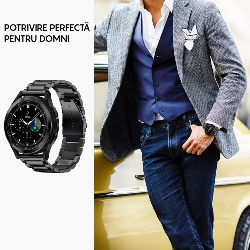 Curea Metallic Link - Samsung Galaxy Watch 7/6/6 Classic/5 Pro/5/4/4 Classic/3 41mm/42 mm/Active 2/Active/FE - 20mm - Negru
