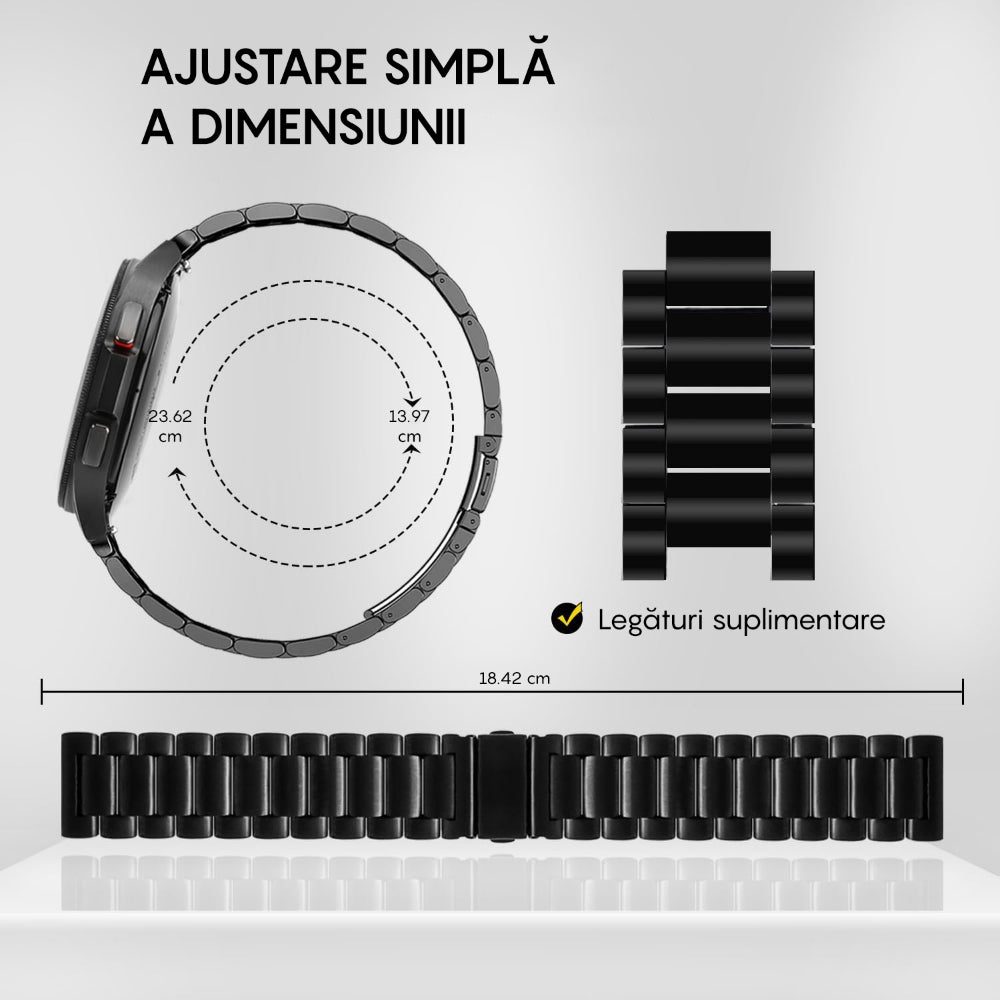 Curea Metallic Link - Samsung Galaxy Watch S3 Frontier/S3 Classic/3 45mm/46mm/Gear S3 - 22mm - Negru
