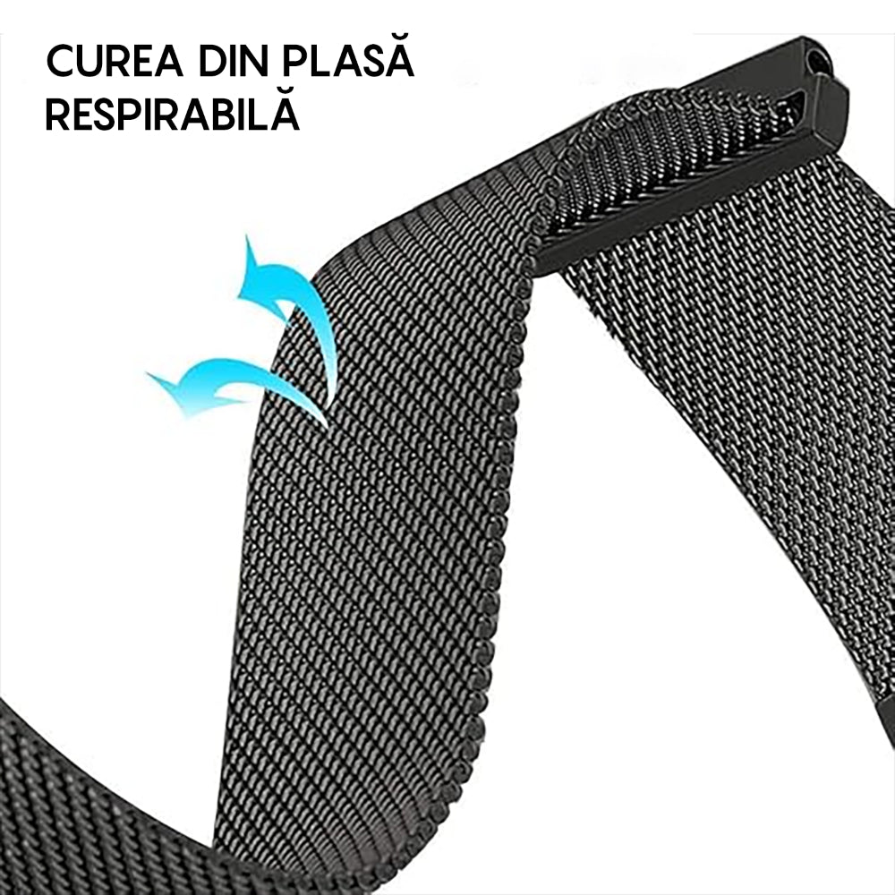 Curea Milanese Essential - Samsung Galaxy Watch 7/6/6 Classic/5 Pro/5/4/4 Classic/3 41mm/42 mm/Active 2/Active/FE - 20mm - Negru