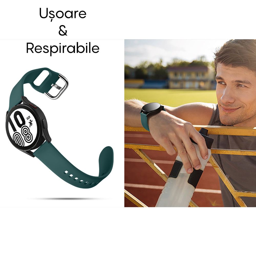 Curea Silicone Classic - Samsung Galaxy Watch 7/6/6 Classic/5 Pro/5/4/4 Classic/3 41mm/42 mm/Active 2/Active/FE - 20mm - Verde