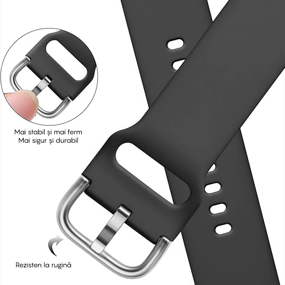 Curea Silicone Classic - Samsung Galaxy Watch 7/6/6 Classic/5 Pro/5/4/4 Classic/3 41mm/42 mm/Active 2/Active/FE - 20mm - Negru