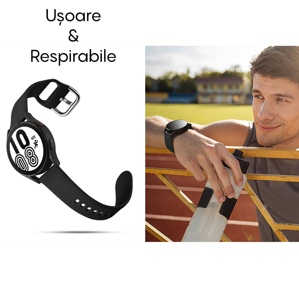 Curea Silicone Classic - Samsung Galaxy Watch 7/6/6 Classic/5 Pro/5/4/4 Classic/3 41mm/42 mm/Active 2/Active/FE - 20mm - Negru