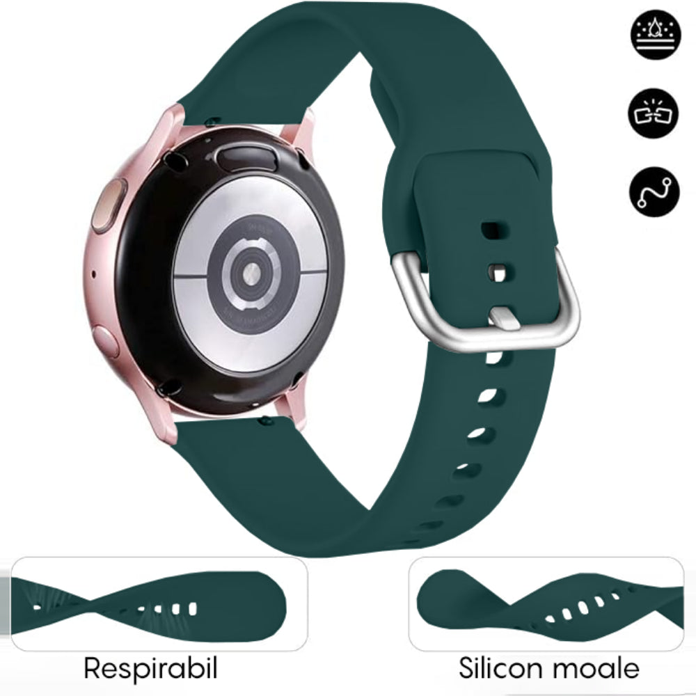 Curea Silicone Classic - Samsung Galaxy Watch 7/6/6 Classic/5 Pro/5/4/4 Classic/3 41mm/42 mm/Active 2/Active/FE - 20mm - Verde