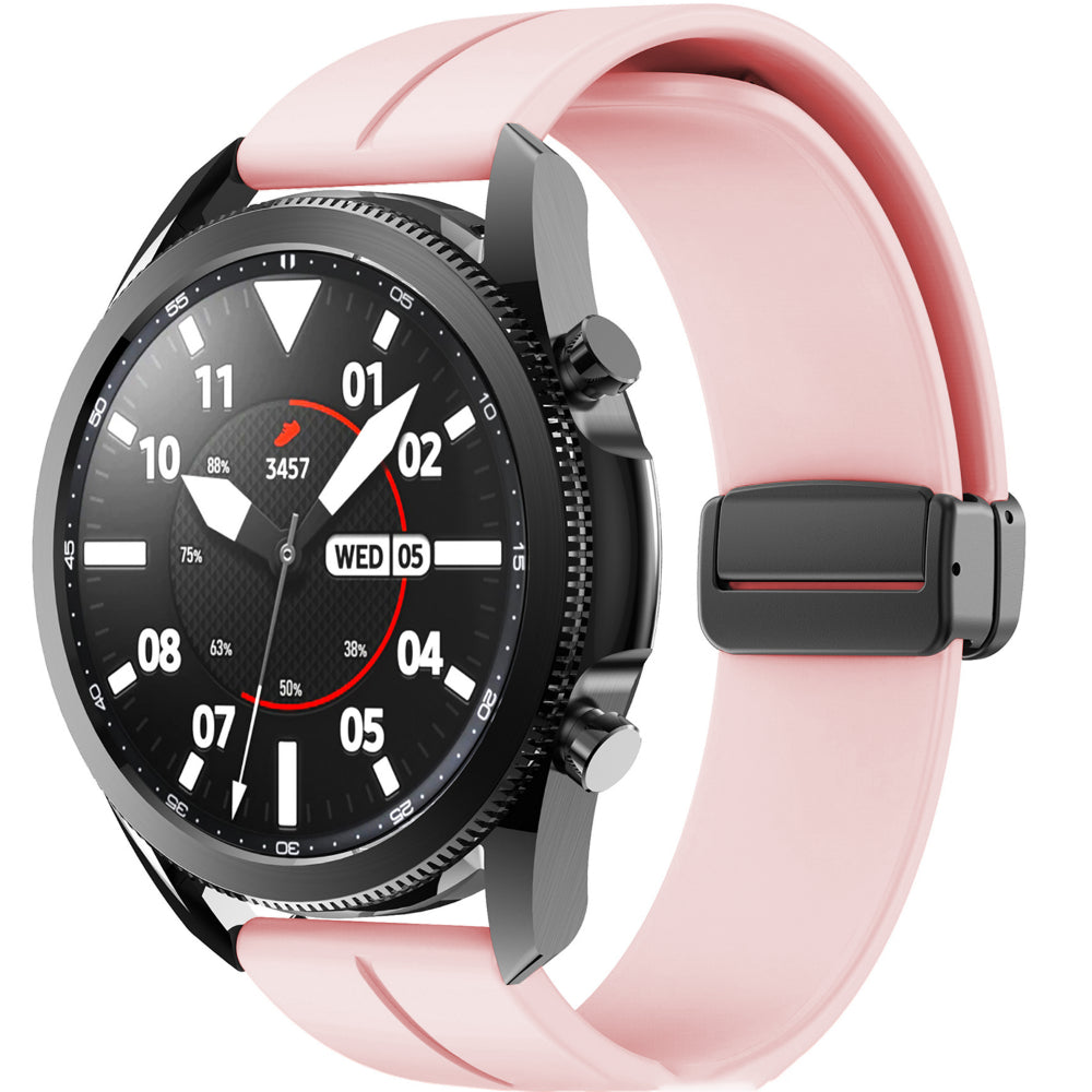Curea Silicone Metallic Link - Samsung Galaxy Watch 7/6/6 Classic/5 Pro/5/4/4 Classic/3 41mm/42 mm/Active 2/Active/FE - 20mm - Pink Sand
