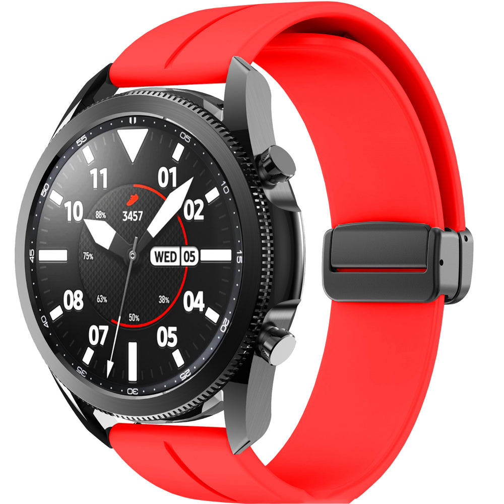 Curea Silicone Metallic Link - Samsung Galaxy Watch 7/6/6 Classic/5 Pro/5/4/4 Classic/3 41mm/42 mm/Active 2/Active/FE - 20mm - Rosu