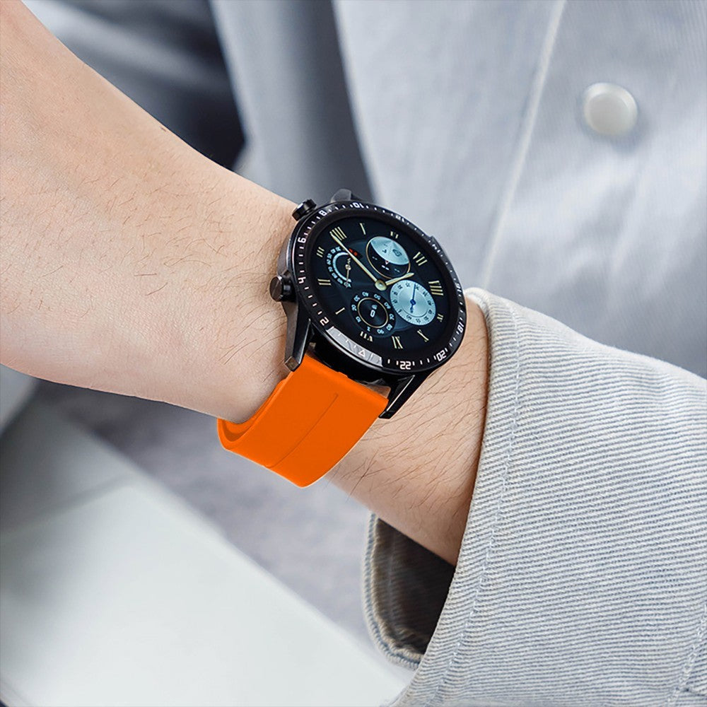 Curea Silicone Metallic Link - Samsung Galaxy Watch 7/6/6 Classic/5 Pro/5/4/4 Classic/3 41mm/42 mm/Active 2/Active/FE - 20mm - Portocaliu