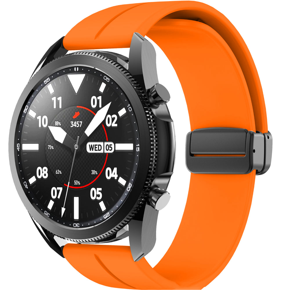 Curea Silicone Metallic Link - Samsung Galaxy Watch 7/6/6 Classic/5 Pro/5/4/4 Classic/3 41mm/42 mm/Active 2/Active/FE - 20mm - Portocaliu